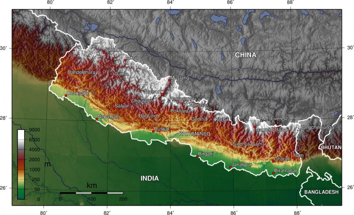 Térkép műholdas nepál