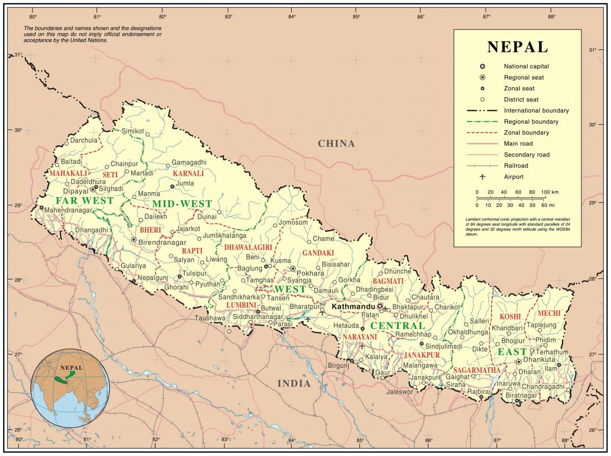 india, nepál határ út térképen