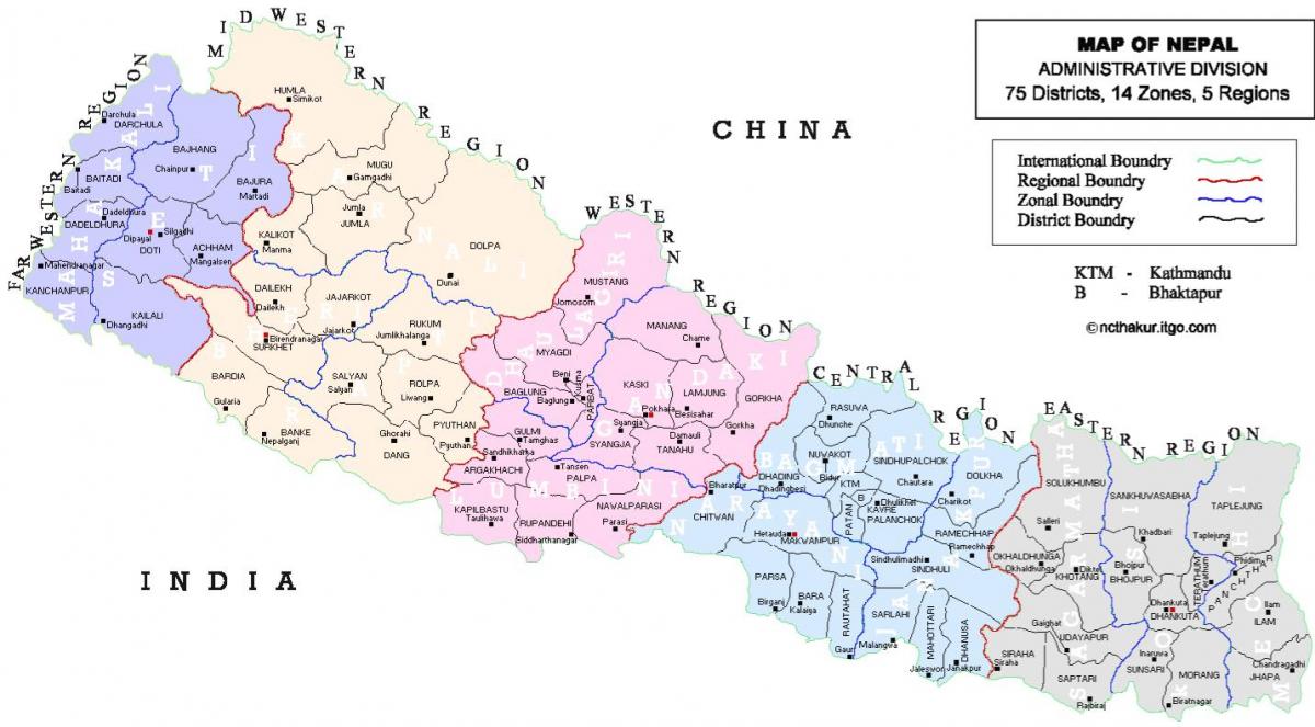 nepál politikai térkép kerületek
