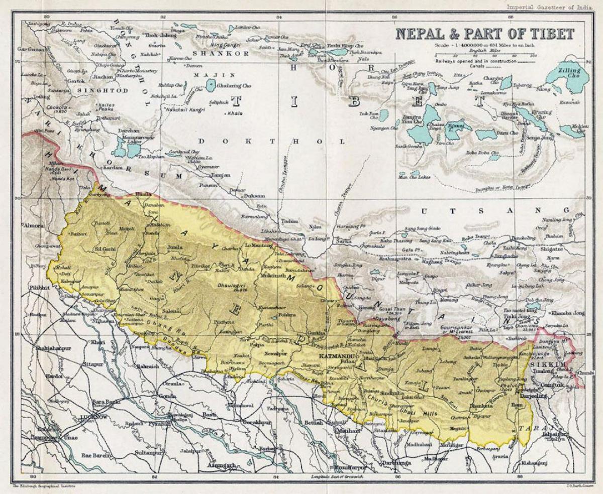 nepál régi térkép