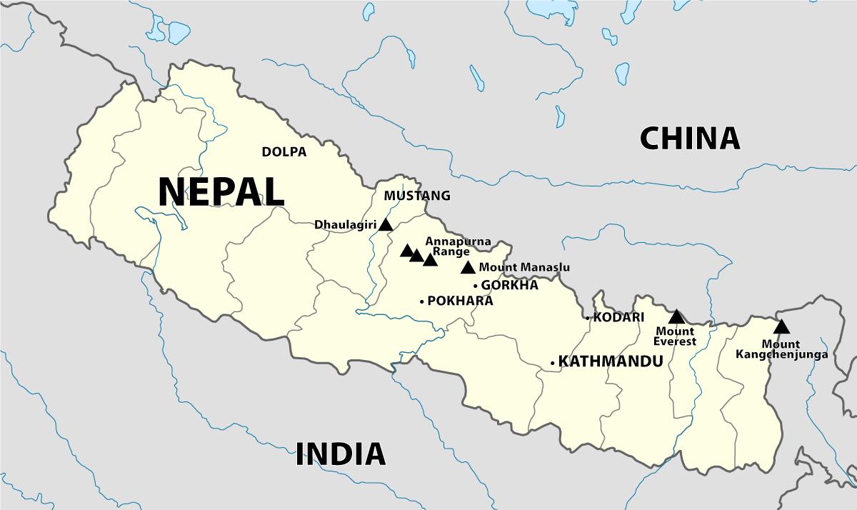 Nepali Hegyek Terkep Terkep Nepali Hegyek Del Azsia Asia