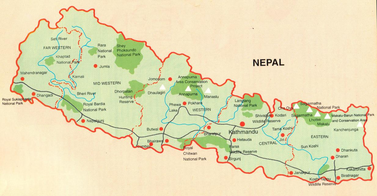 Nepal Idegenforgalmi Terkep Nepali Turisztikai Terkep Ingyenes Del Azsia Asia