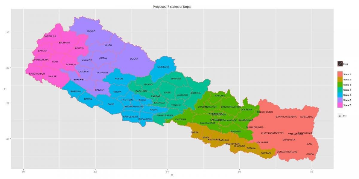 új térkép nepál 7 állam