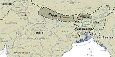 Térkép bhután nepál, tibet
