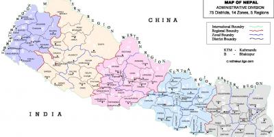 Nepál politikai térkép kerületek